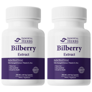 Immortal Herbs 뉴질랜드 프리미엄 루테인 + 제아잔틴 빌베리 추출물 캡슐 눈 1000 mg 건강, 2개, 60정