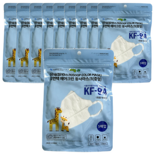 휴먼텍에어크린황사마스크(KF94)(중형)(흰색) 50매, 5매입, 10개, 화이트