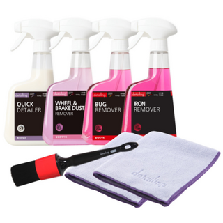 디테일링프로 외장관리 5종 세차용품세트 (퀵디테일러 벌레제거제 철분제거제 휠철분제거제 브러쉬 버핑타월), 1개