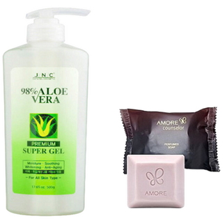 JNC 알로에]제이앤씨 98% 알로에 베라 프리미엄 슈퍼겔 500ml/JNC화장품+비누증정, 500ml, 1개