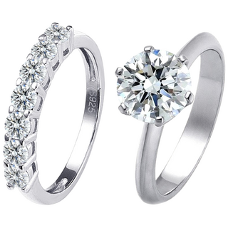 [남주정품/GRA인증/엑설런트컷팅] 모이사나이트 다이아 1캐럿 반지 레이어드 세트 MORI0005 & MORI0007