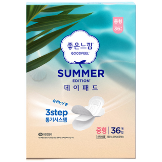 좋은느낌 썸머 에디션 데이패드 생리대 날개형, 중형, 36개입, 3세트