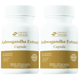 Immortal Herbs 아슈와간다 캡슐 9.55% 위다놀라이드를 1000mg x 90캡슐 알약, 45g, 2개