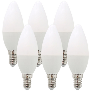 알라딘라이팅 LED 불투명 촛대구 E17 5W 6개 샹들리에 촛대등 촛불전구 17mm소켓, 전구색