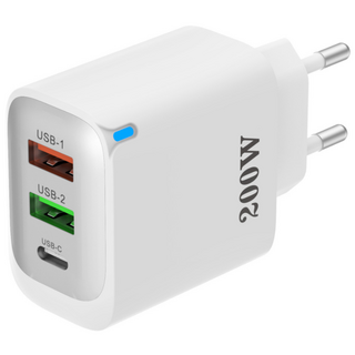 200W 초고속 충전기 3포트 2USB+1PD type-c, 1개, 화이트