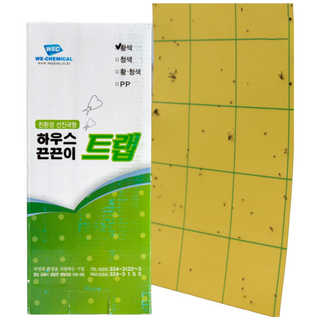 나방류 총채벌레 노린재 하우스 노란끈끈이트랩 25x10 (1각 50매), 50매입, 1개