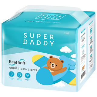 슈퍼대디 리얼소프트 기저귀 남녀공용 팬티형, 점보형 이상(3XL), 18매