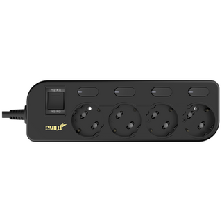 번개표 절전형 뉴개별스위치 멀티탭 4구 M4B-S3/R, 3m, 블랙, 1개