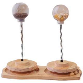 고양이 노즈워크 간식 장난감 원목 스크래쳐 트릿퍼즐 오뚜기 사냥놀이, 1개, 더블 펀치 스윙