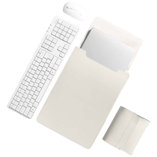 에잇원 가죽 노트북 파우치 + 액세서리 파우치 세트, 화이트, 1개