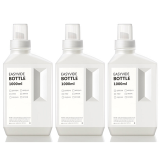 꿈꾸는 키친 세탁 세제 소분 용기 1000ml 3P + 방수라벨지 3P, 화이트, 1세트