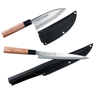 일본 니켄 NIKKEN 고급원목 사시미칼과 칼집세트 또는 데바칼과 칼집세트, 1개, 원목손잡이