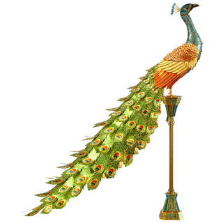 피스쿨 3D 메탈 퍼즐 컬러풀 공작새 모형 DIY 조립 키트, 혼합, 1개, 100피스