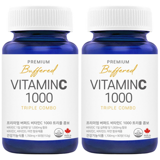 캐나다 프리미엄 버퍼드비타민C 1000 속편한 중성비타민C 중성화비타민C 아연 항산화 내추럴영 1+1 180정 6개월분, 2개, 1.7ml