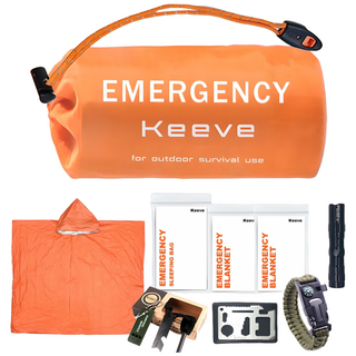 KEEVE 휴대용 재난가방 생존키트 응급 침낭 은박담요 8종세트, 1세트