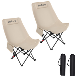 Frokom 아웃도어 경량 접이식 차박 캠핑 의자 각도조절 캠핑의자 1+1, 2개, 카키