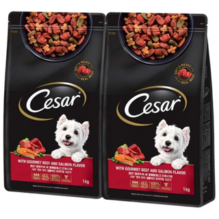 시저 애견 건사료 연어맛이 곁들여진 프리미엄 쇠고기