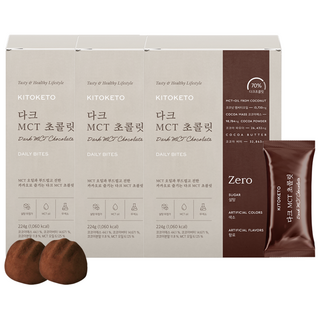 [키토케토] 다크MCT 초콜릿 제로 무설탕 MCT오일 키토 초콜릿, 3박스, 224g