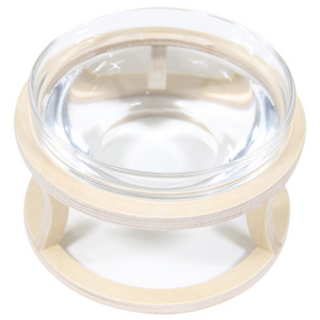 까사미코 강아지 고양이 원목 유리 물그릇 대형, 혼합색상, 1개