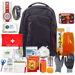 안전닷컴 서바이벌 생존 가방 기본형 세트 지진 재난 피난 배낭, 가방블랙, 1세트