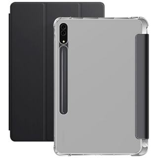 스냅케이스 범퍼 투명 폴리오 북커버 갤럭시탭 케이스 펜슬 수납, 블랙, 1개