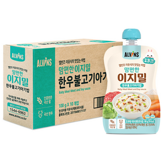 엘빈즈 이지밀 맘편한 파우치 이유식 13개월이상 한우불고기아기밥 10p, 1개, 한우불고기맛