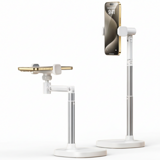 항공샷 스마트폰 수직 촬영 거치대 휴대폰 각도 높이 조절 탁상용 쇼츠 유튜브 브이로그 라이브 방송 책상용 핸드폰 모션뷰 스탠드 X66F, 1개, 모션뷰 스탠드 - X66F (화이트)