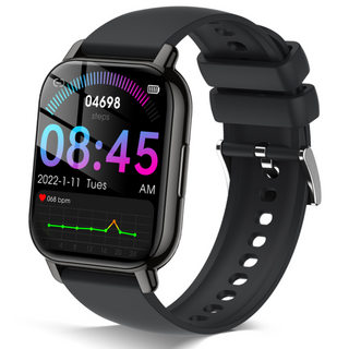 BuGeum 블루투스 통화가능 스마트워치 1.85인치 한글판, GPS + 블루투스, 4.6cm, 블랙
