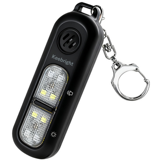 Keebright 130dB 호신 경보기 USB-C 충전 LED 경광등 키체인, 블랙, 1개