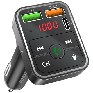 COSY 차량용 블루투스 핸즈프리 카팩 시거잭 고속 충전기 카오디오 리시버, FM방식, 블랙