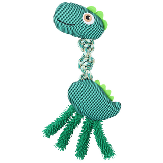 [댕냥이] 강아지 치석제거 터그놀이 빅 다이노 공룡 로프 장난감, 1개