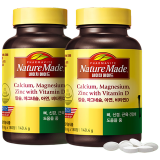 네이처메이드 칼슘 마그네슘 아연 비타민D, 180정, 2개