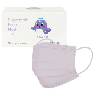 일회용 덴탈 고래 마스크 대형, 50매, 1개, 라일락블루