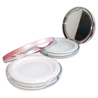 휴대용 가루망 용기 파우더 케이스 파우더 공병(시버 +핑크/1+1), 실버+핑크, 1개
