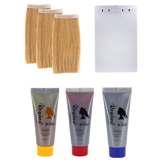 머리앤 학원용 인모 헤어 피스 염색약 색상별 1개씩 (총3개) 아크릴판 (1개) 혼합 세트, 1세트, 혼합세트