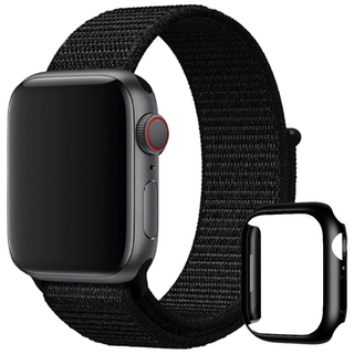 아이비온 애플워치 스포츠 나일론 스트랩 40 44 + 풀커버 케이스 세트, 딥블랙 x 44mm x 1개