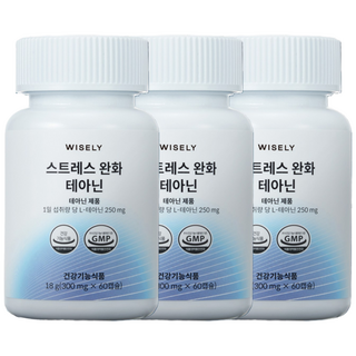 와이즐리 스트레스 긴장 완화엔 테아닌, 3개, 60정