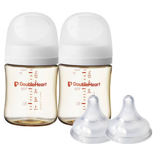 더블하트 모유실감 3세대 PPSU 베이직 트윈팩 160ml+젖꼭지(2입), 3세대 S, 제뉴인화이트, 1세트