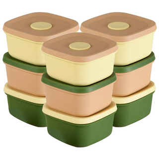 국산 실리콘밥팩 냉동밥보관용기 전자레인지 밀폐 소분용기 300ml 9팩, 그린+피치+버터, 9개