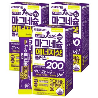 리얼메디온 리얼업 스피드업 마시는 액상 글루콘산 마그네슘 200 에너지샷 플러스 비타민 B1 B6 영양제, 3박스, 280g