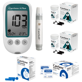 아이센스 케어센스 A 에이 혈당측정기 풀세트 (기계세트+채혈기+시험지110+침110+솜100+혈당수첩+건전지) SW, 1개