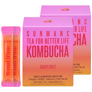 SUNMANC 康普茶沖泡粉隨身包 葡萄柚口味, 5g, 30條, 2盒