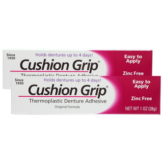 Cushion Grip 쿠션 그립 열가소성 플라스틱 의치 접착제 28g, 2개