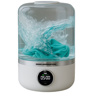 RONGEO 휴대용 무선 방수 미니 세탁기 여행용 속옷 양말, 화이트