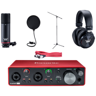 [홈레코딩세트] 포커스라이트 Scarlett 2i2 studio 스칼렛 2i2 스튜디오 3세대+팝필터+롱 마이크 스탠드 오디오 인터페이스 패키지