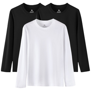 1+1+1 에이커즈 30수 무지 긴팔 티셔츠 기본 라운드 면티 흰티