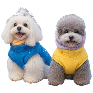 [파라쥬]강아지 패딩 방수발열 하네스고리 소형견 중형견 겨울 아우터 패딩조끼 넥워머세트 강아지옷, 1개, 블루