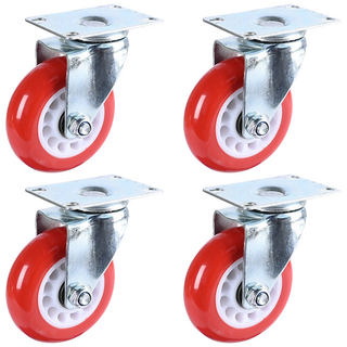 산업용 바퀴 우레탄 대차 3인치 7.5cm 빨강 4개구성, 1세트