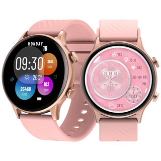 Seefer 통화가능 스포츠스마트워치 | 원형화면 방수 운동시계 | 심박수 혈중산소 100종이상 스포츠모드 활동량 메시지알림 블루투스 | 남녀공용 실리콘밴드 러닝등산용, 분홍색, 4.6cm, GPS + 블루투스