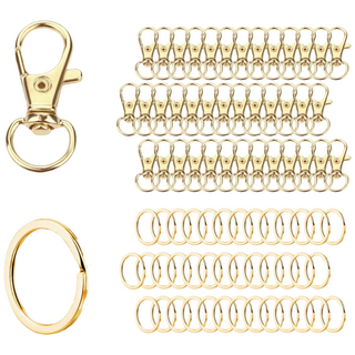 LYRHIX 열쇠고리 키링고리 열쇠고리링 키링부자재 수량은(열쇠고리+오링)의합계입니다 크리스마스 키링, 금색, 80개